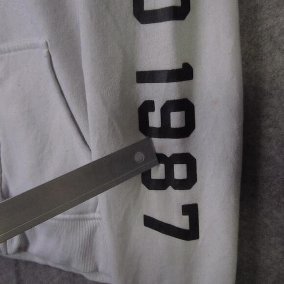 Aeropostale Hoodie Womens Medium White Zip Up Sweatshirt AERO 1987 Graphic - Picture 8 of 16